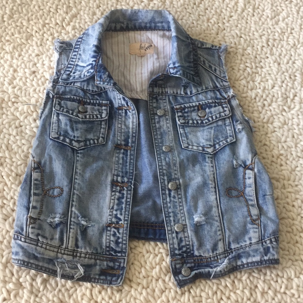 Distressed Denim Vest